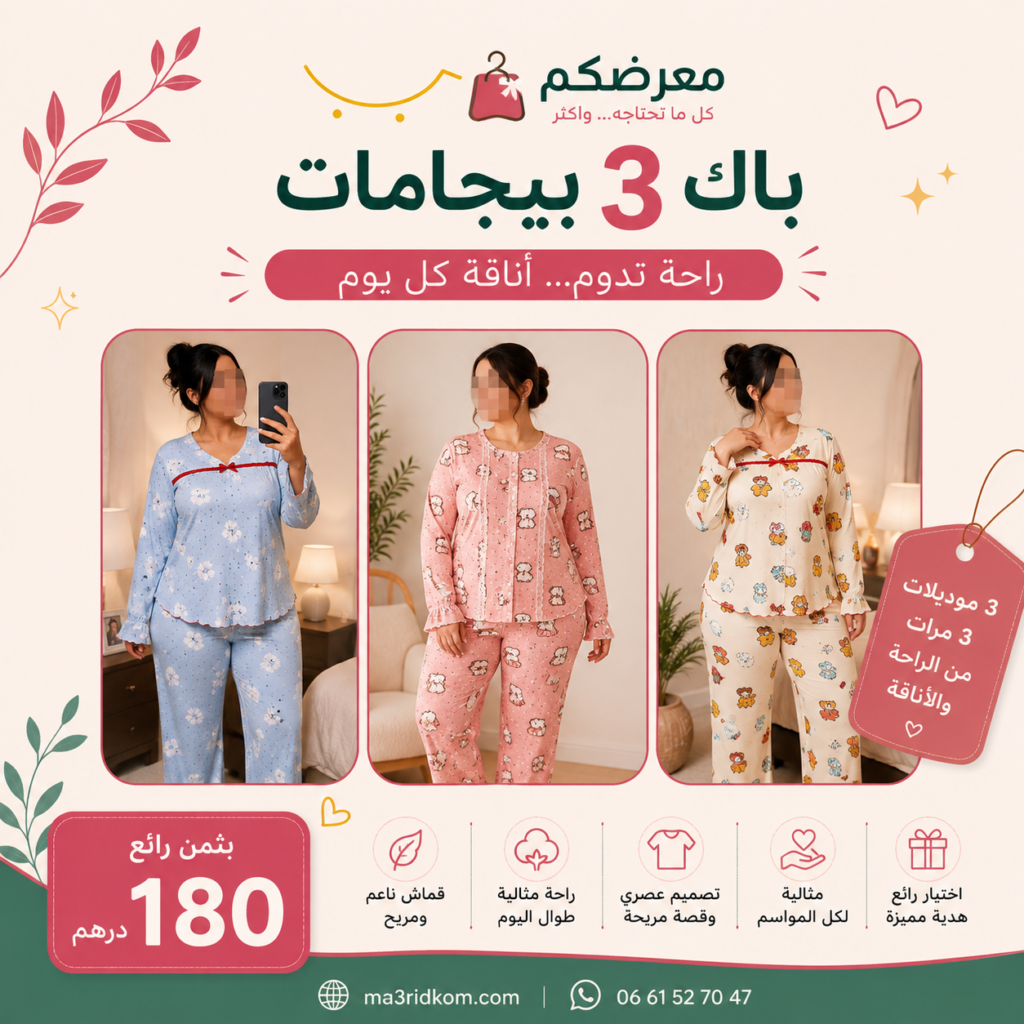 باك 3 بيجامات نسائية صيفية